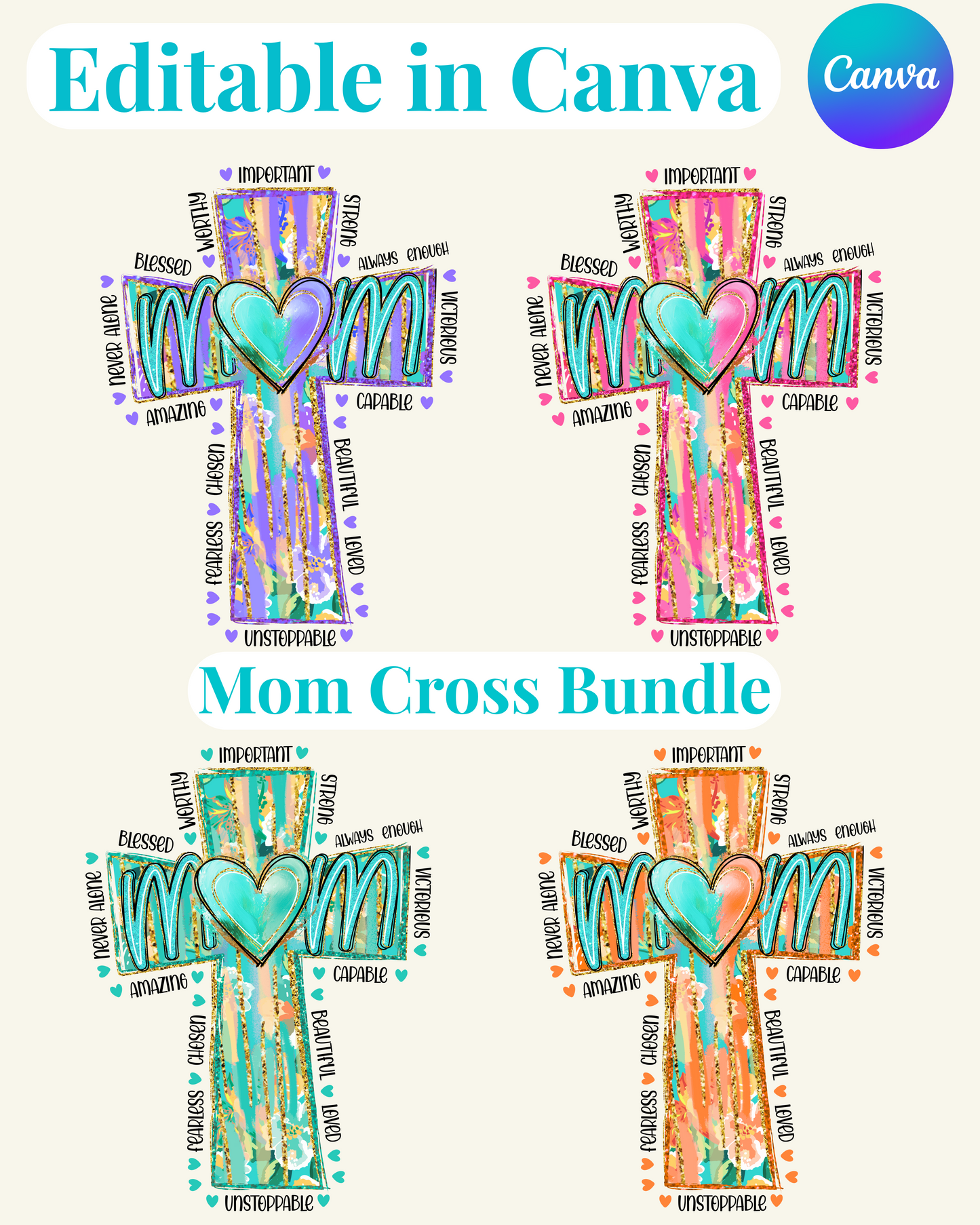 Purple Mother's Day Cross Digital Download