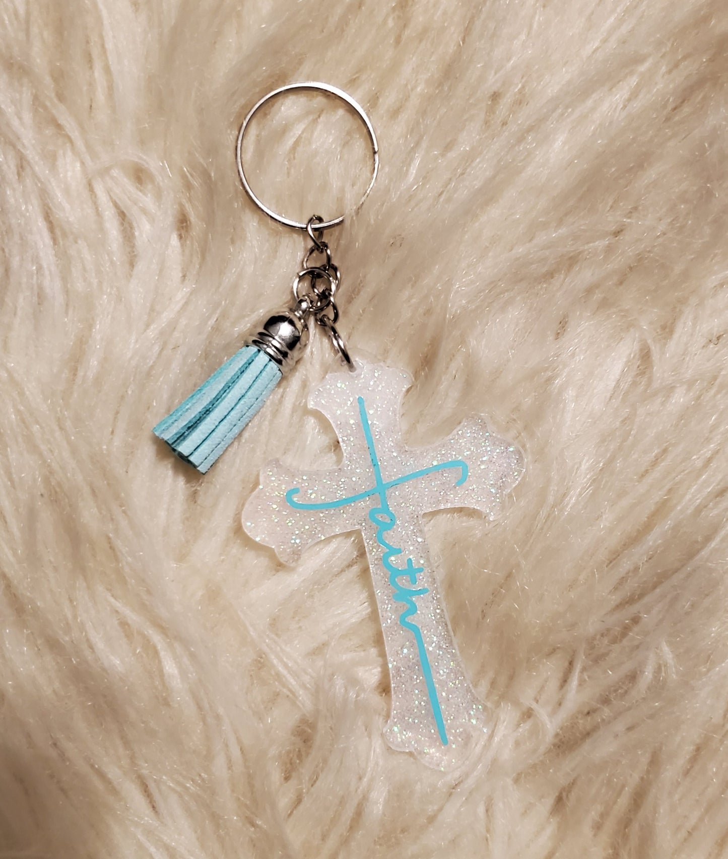 Glittered Cross Keychain