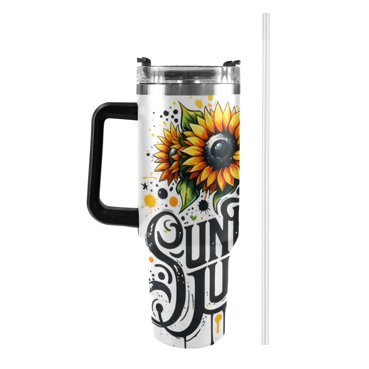 Sunflower Junkie 40oz Tumbler with Black Handle