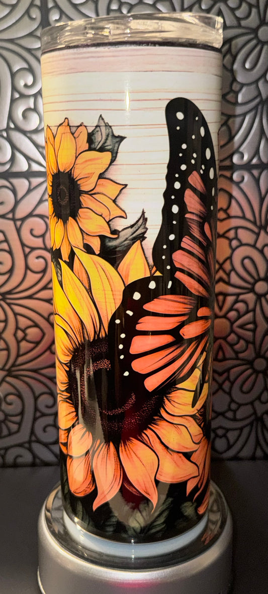 Butterfly Sunflower 20oz Tumbler