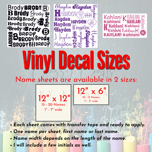 Vinyl Name Decals