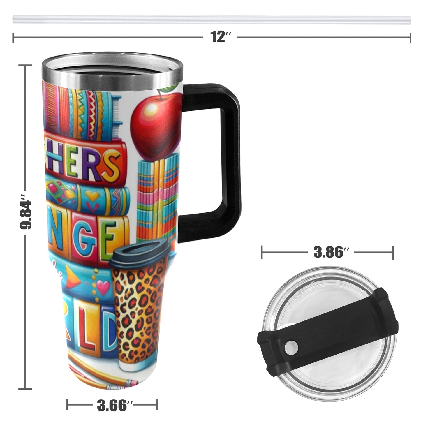 Teachers Change the World 40oz Tumbler with Black Handle