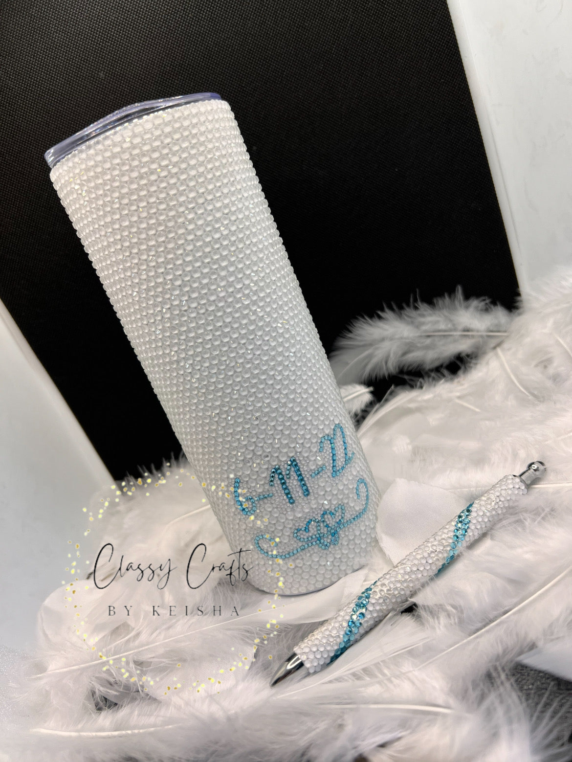 Rhinestone Wedding Date Tumbler and Pen