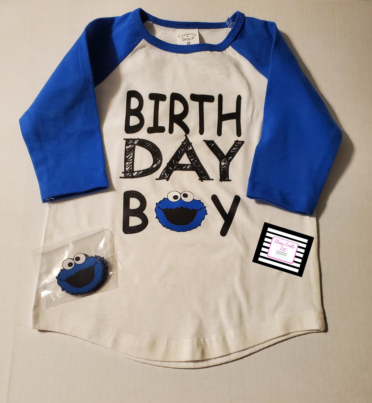 Cookie Monster Birthday Raglan